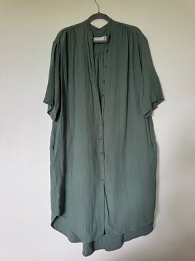 SBJ Austin 100% Muslin Cotton Midi Dress - Sage Green - OS